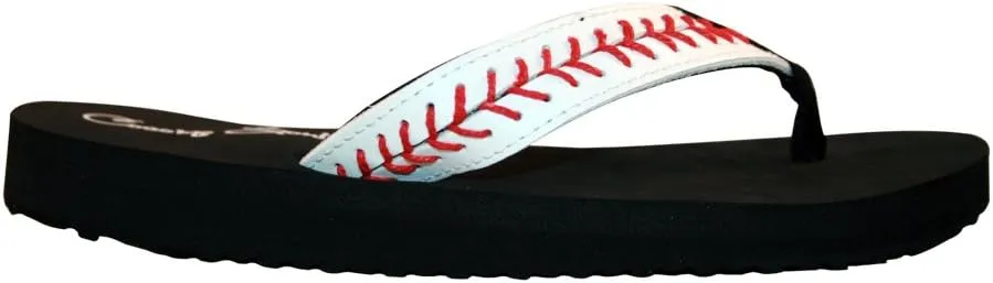 Cocomo Soul Baseball Leather Flip Flops Baseball Mom Flip Flops Baseball Sandals Baseball Flip Flops for Women