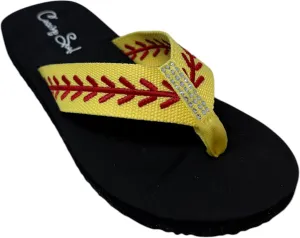Cocomo Soul Rhinestone Softball Flip Flops | Rhinestone Embroidered Softball Flip Flops | Softball Slippers | Softball Sandals | Softball Flip Flops for Women | Softball MOM Flip Flops