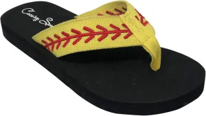 Cocomo Soul Softball Flip Flops | Embroidered Softball Flip Flops | Softball Slippers | Softball Sandals | Softball Flip Flops for Women | Softball MOM Flip Flops