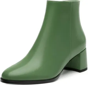 Comfort Ankle Boots for Women Low Chunky Heel Side Zipper Round Toe Short Boots Elegant Classic Fashion Fall Winter Boots 2 Inch