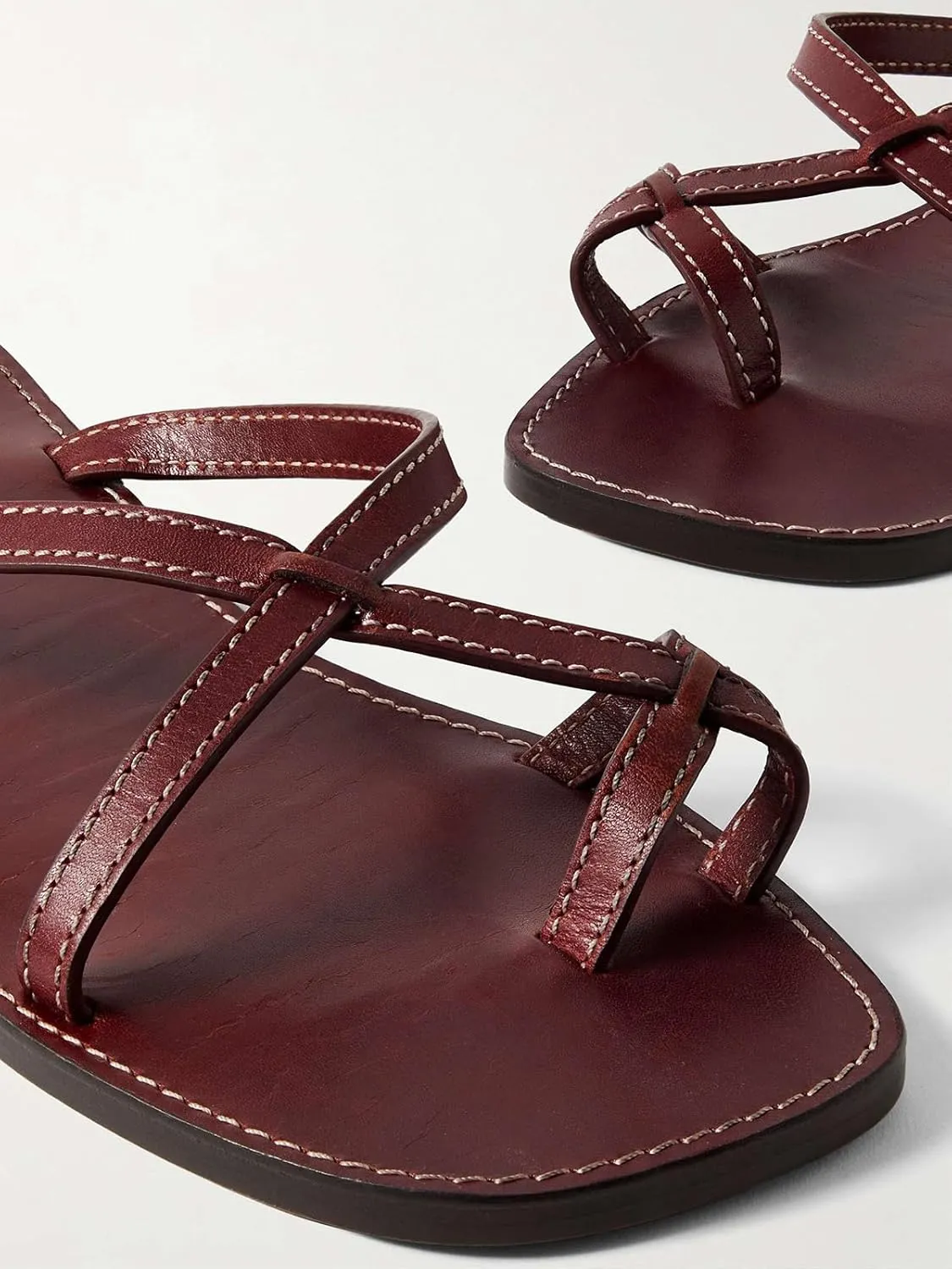 Crisscross Straps Toe Ring Flat Sandals Square Toe Strappy Sandals