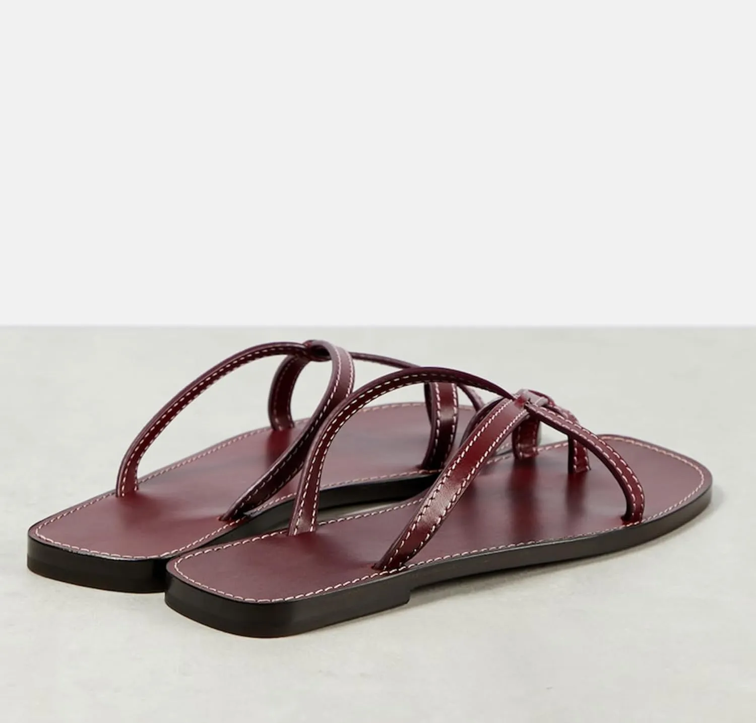 Crisscross Straps Toe Ring Flat Sandals Square Toe Strappy Sandals