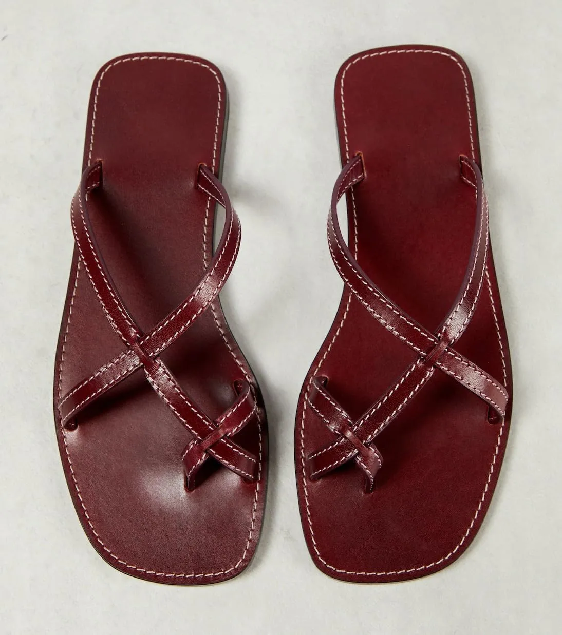 Crisscross Straps Toe Ring Flat Sandals Square Toe Strappy Sandals