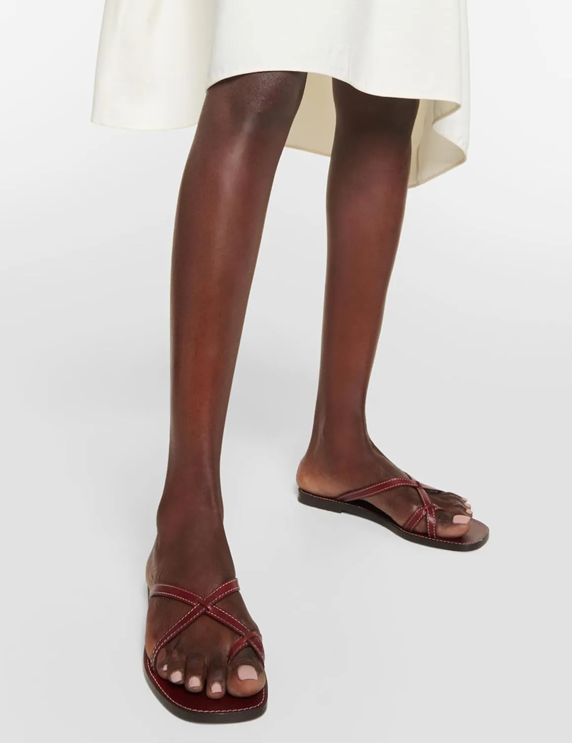 Crisscross Straps Toe Ring Flat Sandals Square Toe Strappy Sandals