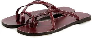 Crisscross Straps Toe Ring Flat Sandals Square Toe Strappy Sandals