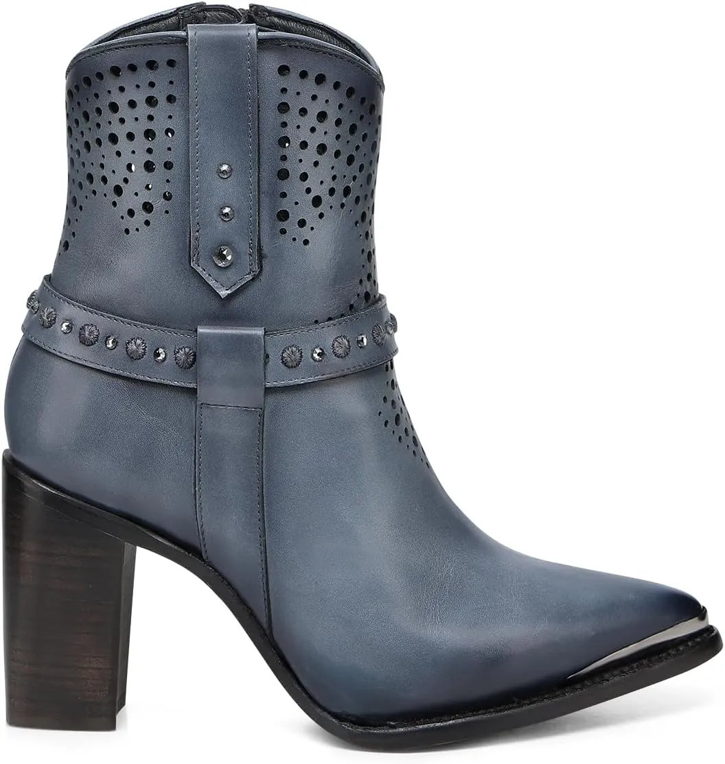 CUADRA | Women's Genuine Leather Ankle Boot with Crystals 4I18RS Blue