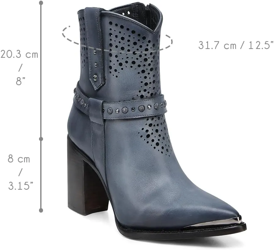 CUADRA | Women's Genuine Leather Ankle Boot with Crystals 4I18RS Blue
