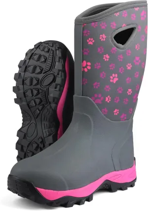 DaeRainy Neoprene Rubber Boots for Women,Waterproof Rainboots with Sturdy Neoprene for Outdoor Working Farming Fishing Hunting Gardening