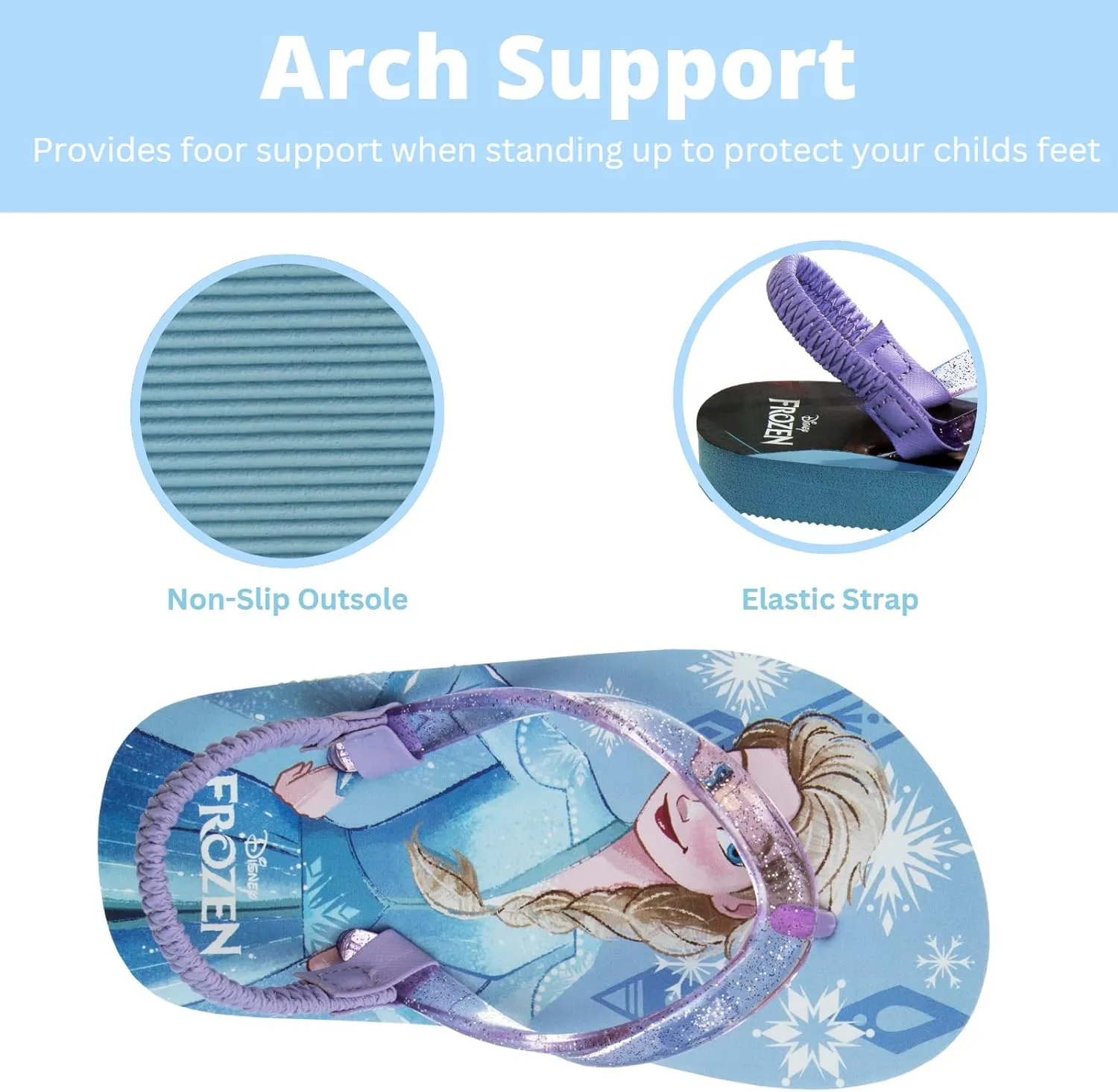 Disney Girls Boys Character Flip Flops Sandals Kids Water Shoes - Minnie Mickey Stitch Moana Toy Story Frozen Cars Encanto Princess Thong Beach Slides Slip On Quick Dry (Toddler-Little Kid)