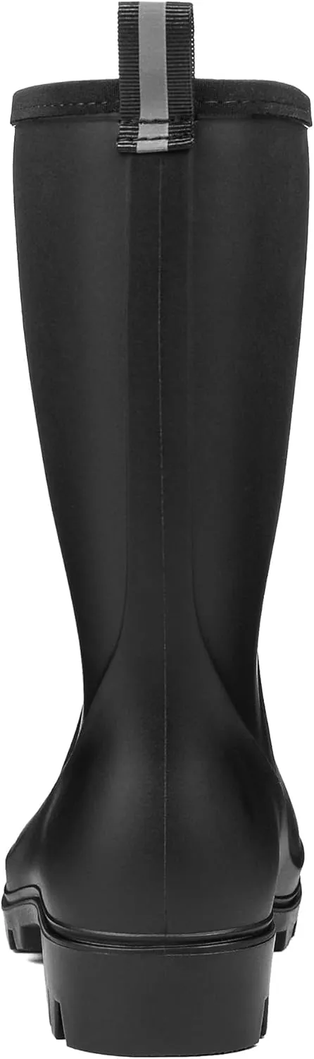DKSUKO Waterproof Womens Rain Boots insulated,Lightweight Rubber fashion Boots in Gardening,Warm and Comfortable Wide Calf Rain Boots with Glossy in Outdoor