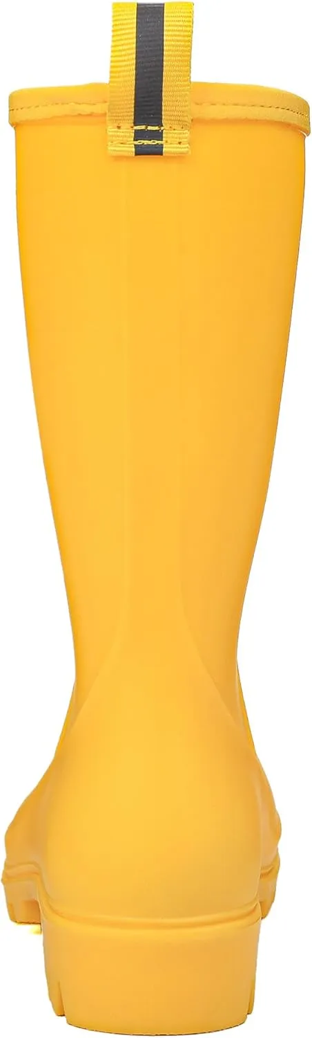 DKSUKO Waterproof Womens Rain Boots insulated,Lightweight Rubber fashion Boots in Gardening,Warm and Comfortable Wide Calf Rain Boots with Glossy in Outdoor