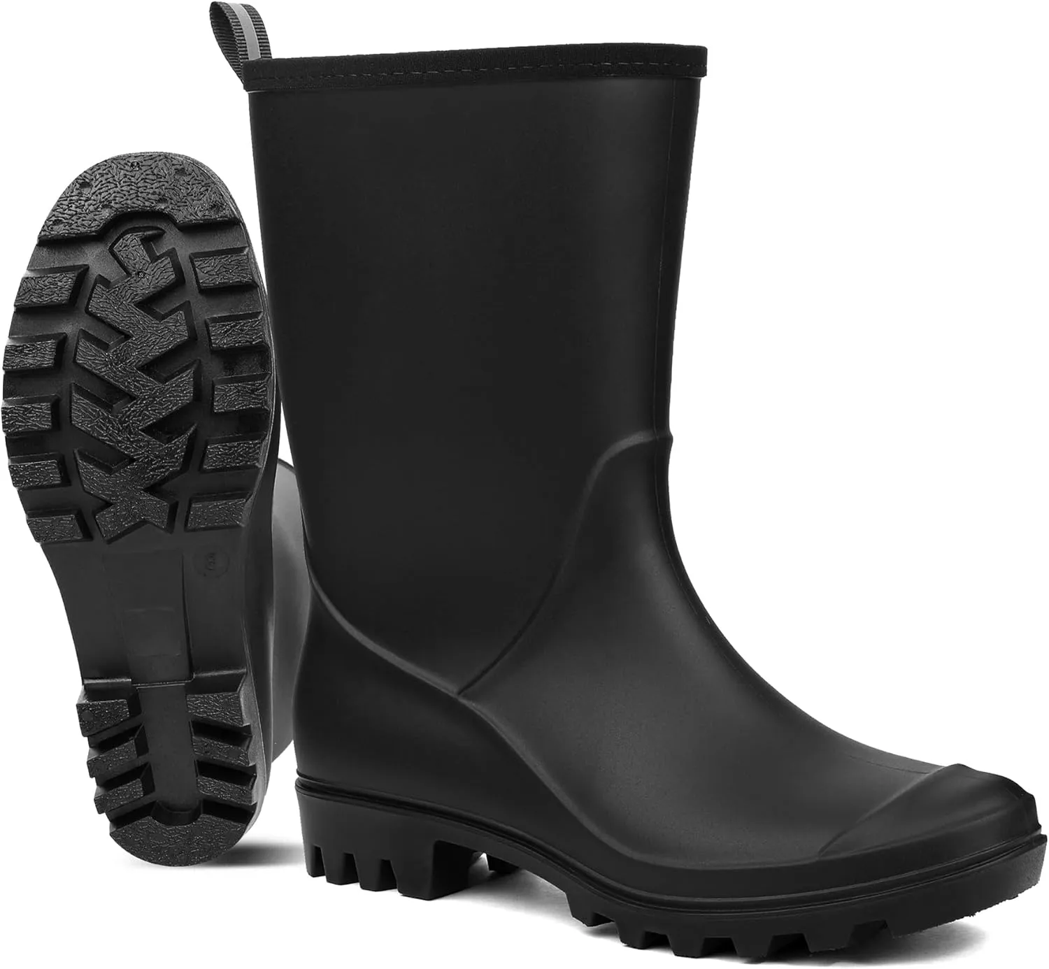DKSUKO Waterproof Womens Rain Boots insulated,Lightweight Rubber fashion Boots in Gardening,Warm and Comfortable Wide Calf Rain Boots with Glossy in Outdoor