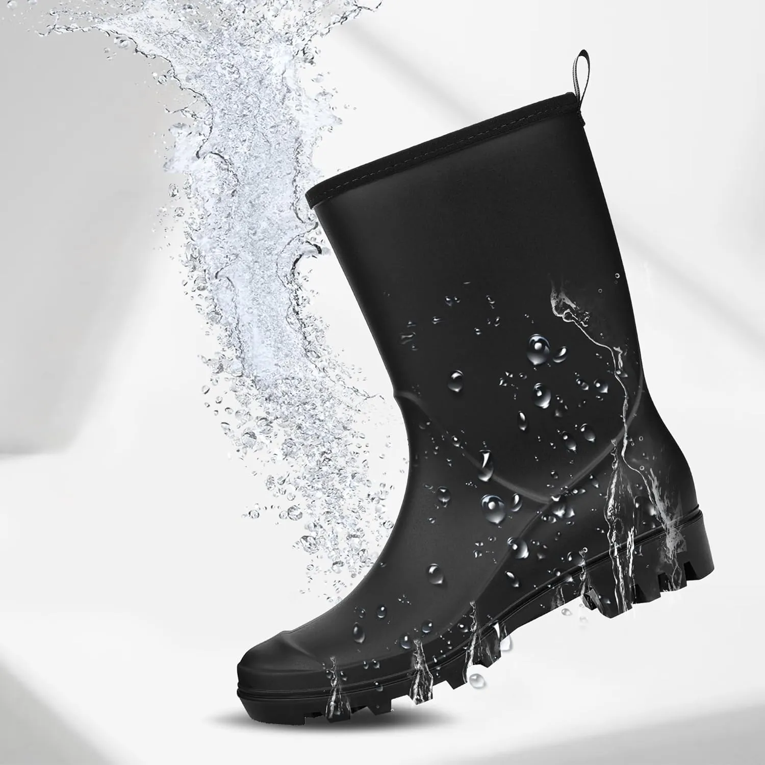 DKSUKO Waterproof Womens Rain Boots insulated,Lightweight Rubber fashion Boots in Gardening,Warm and Comfortable Wide Calf Rain Boots with Glossy in Outdoor