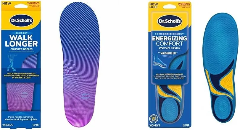Dr. Scholl's Walk Longer Insoles, Comfortable Plush Foam Cushioning Inserts for Walking, Hiking, and Standing on Feet All-Day, Stop Soreness in Feet & Legs, Trim to Fit Women's Shoe Size 6-10, 1 Pair