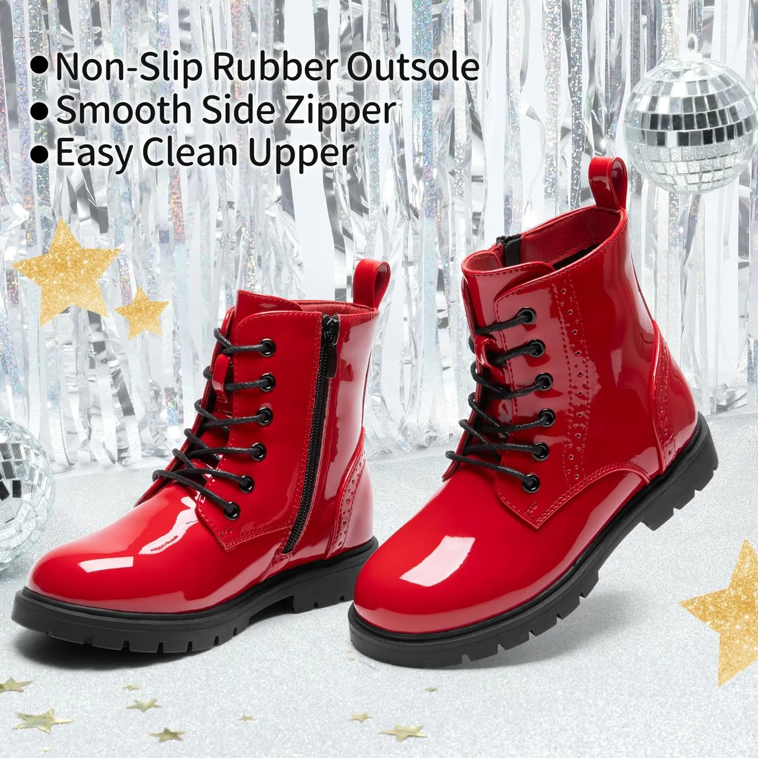 DREAM PAIRS Boys Girls Side Zipper Combat Ankle Boots(Toddler/Little Kid