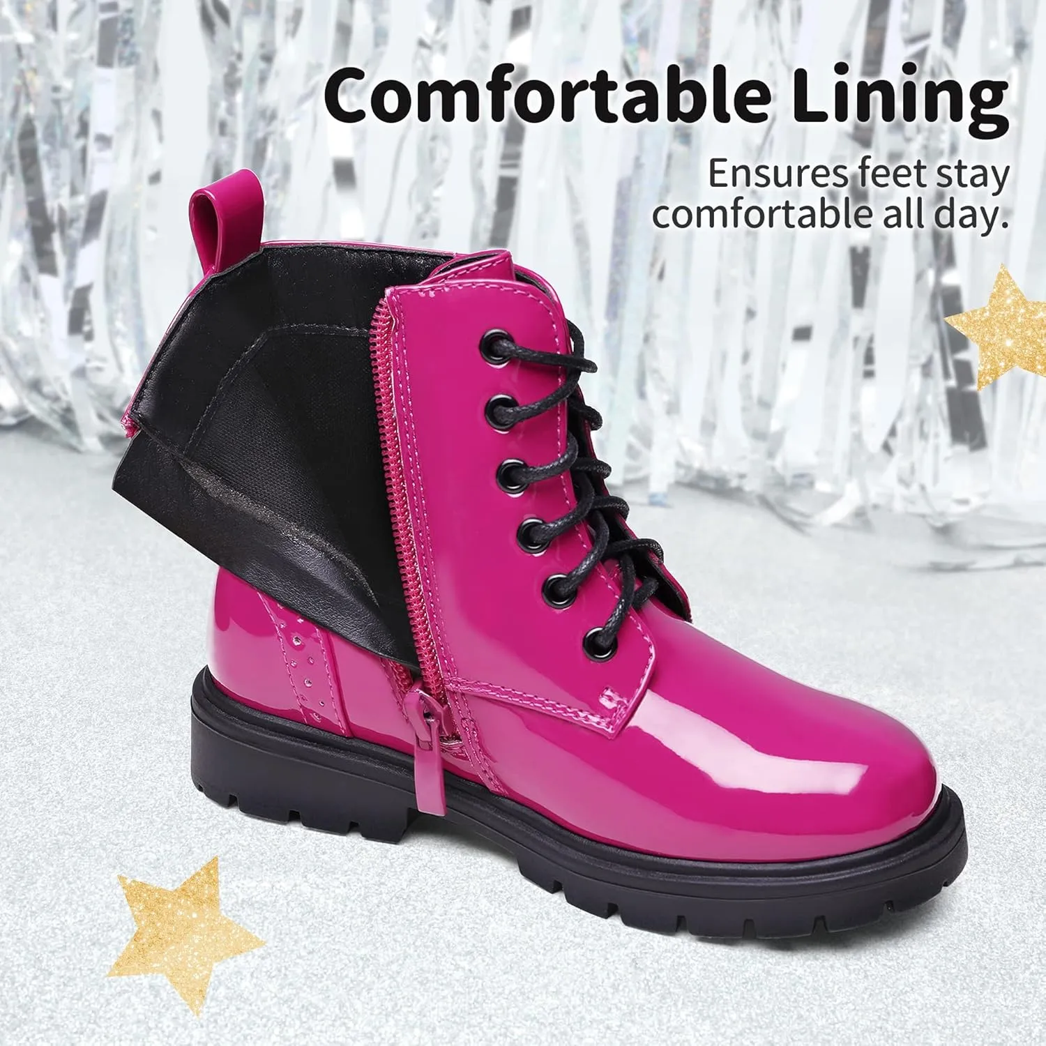 DREAM PAIRS Boys Girls Side Zipper Combat Ankle Boots(Toddler/Little Kid