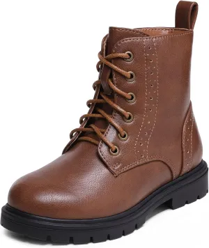 DREAM PAIRS Boys Girls Side Zipper Combat Ankle Boots(Toddler/Little Kid