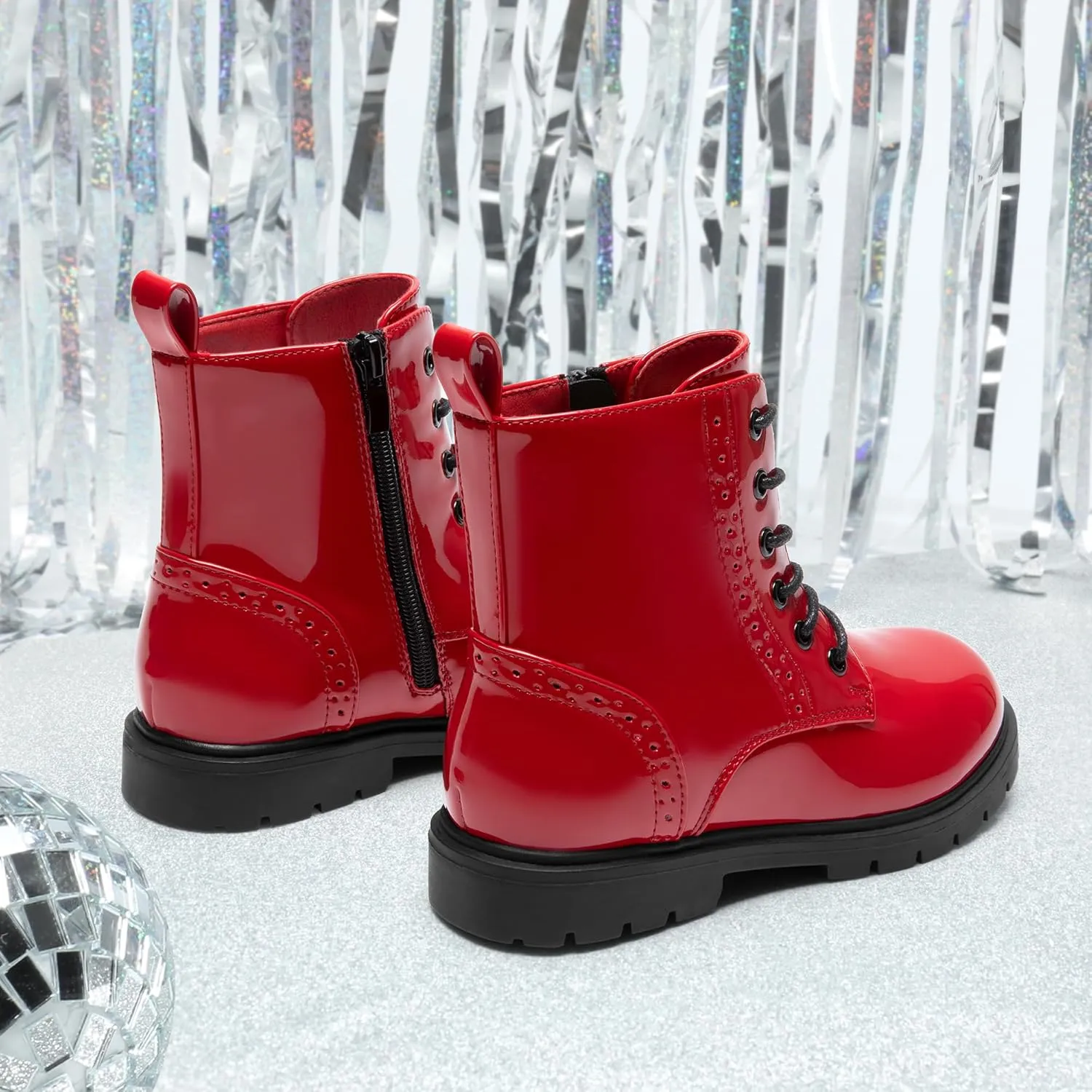 DREAM PAIRS Boys Girls Side Zipper Combat Ankle Boots(Toddler/Little Kid