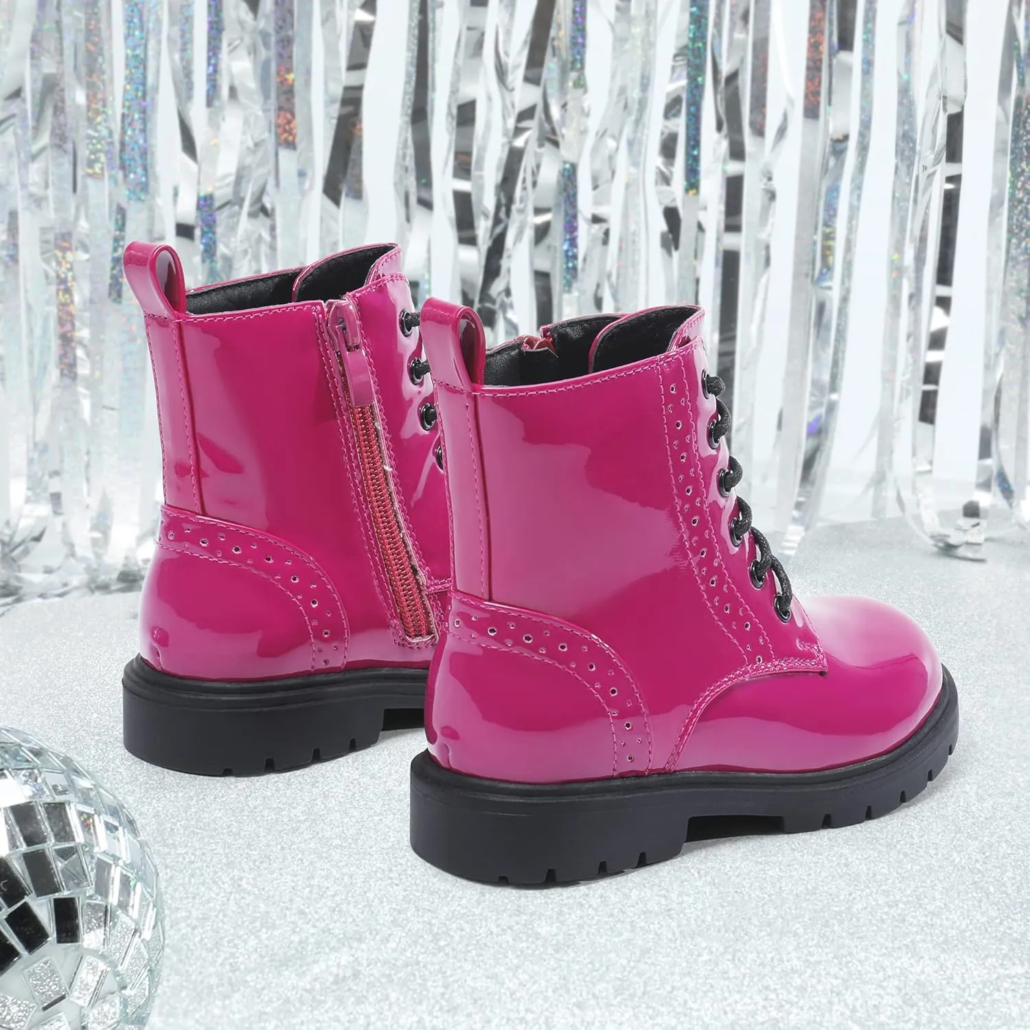 DREAM PAIRS Boys Girls Side Zipper Combat Ankle Boots(Toddler/Little Kid