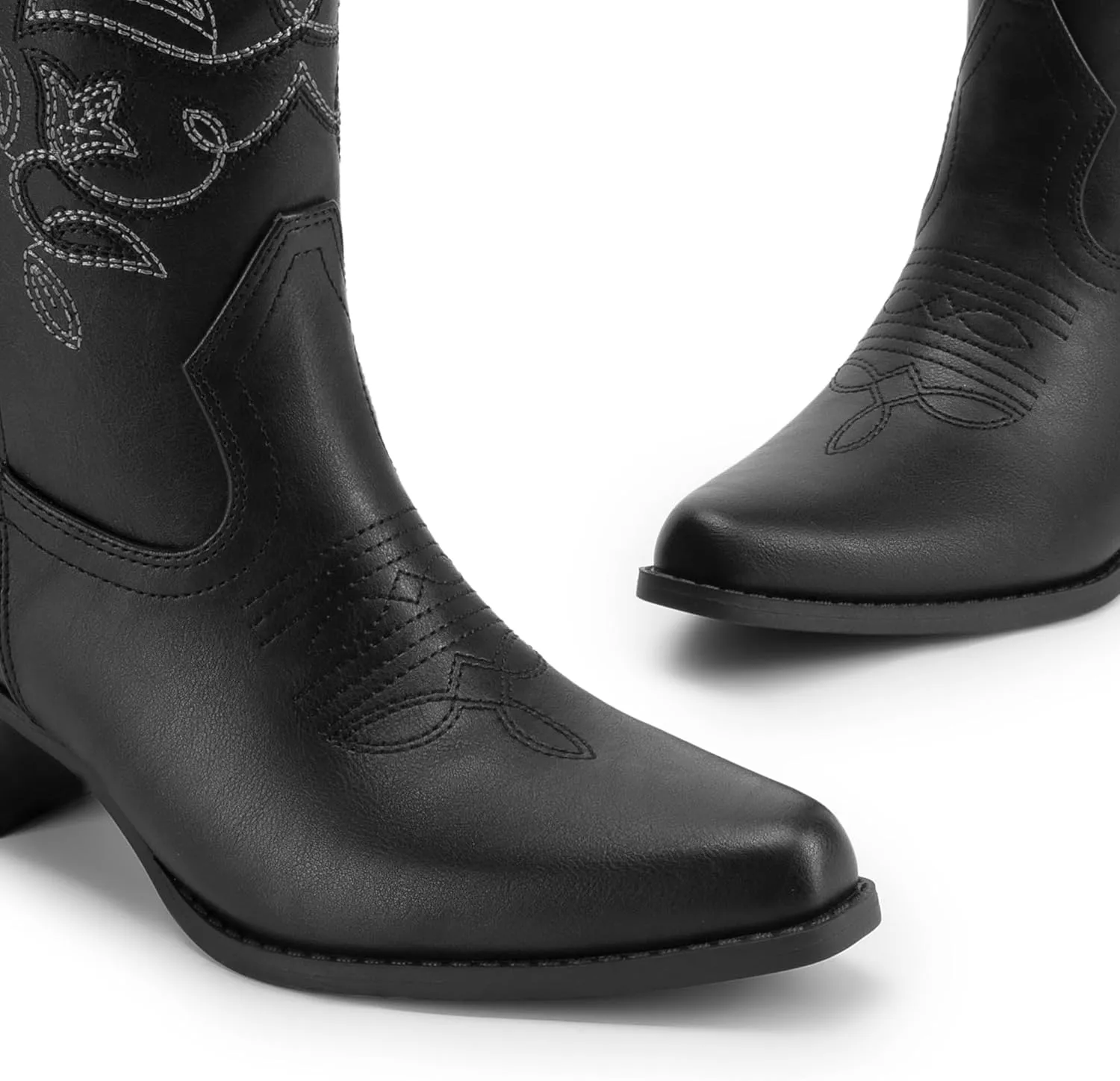 DREAM PAIRS Cowboy Boots for Women Cowgirl Western Boots Fashion Embroidery Stitched Chunky Heel Mid Calf Boots