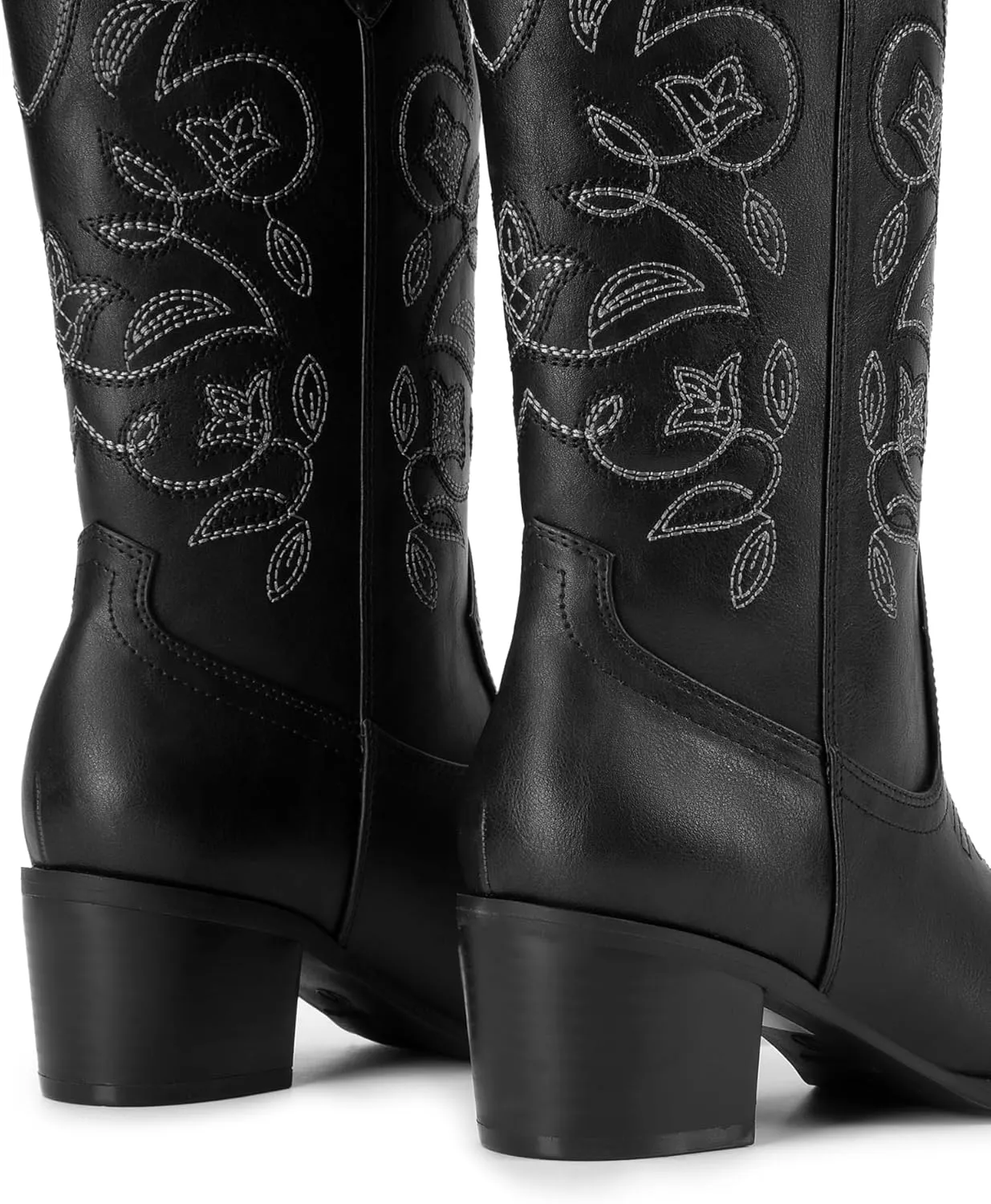 DREAM PAIRS Cowboy Boots for Women Cowgirl Western Boots Fashion Embroidery Stitched Chunky Heel Mid Calf Boots