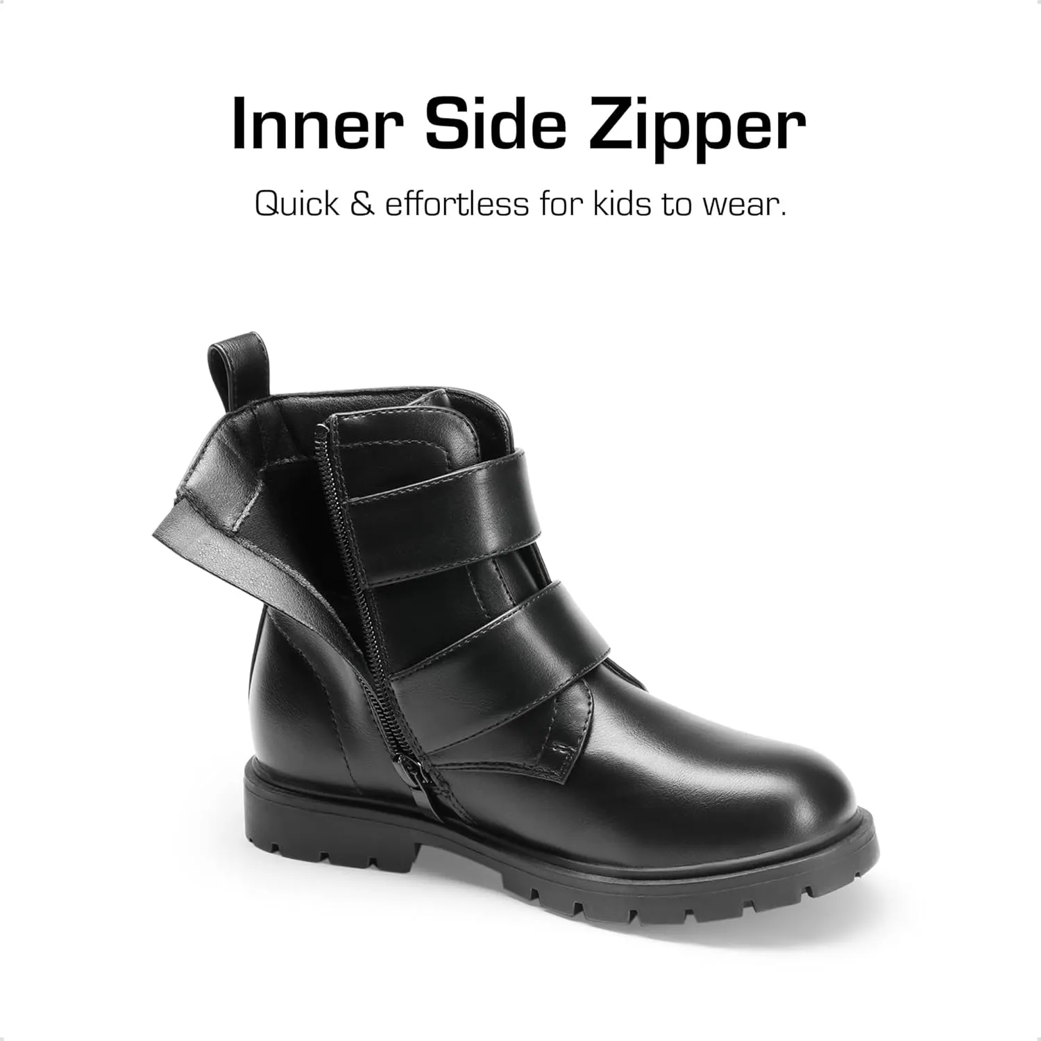 DREAM PAIRS Girls Boys Glitter Ankle Boots Side Zipper Combat Shoes with Buckles Toddler/Little Kid/Big Kid