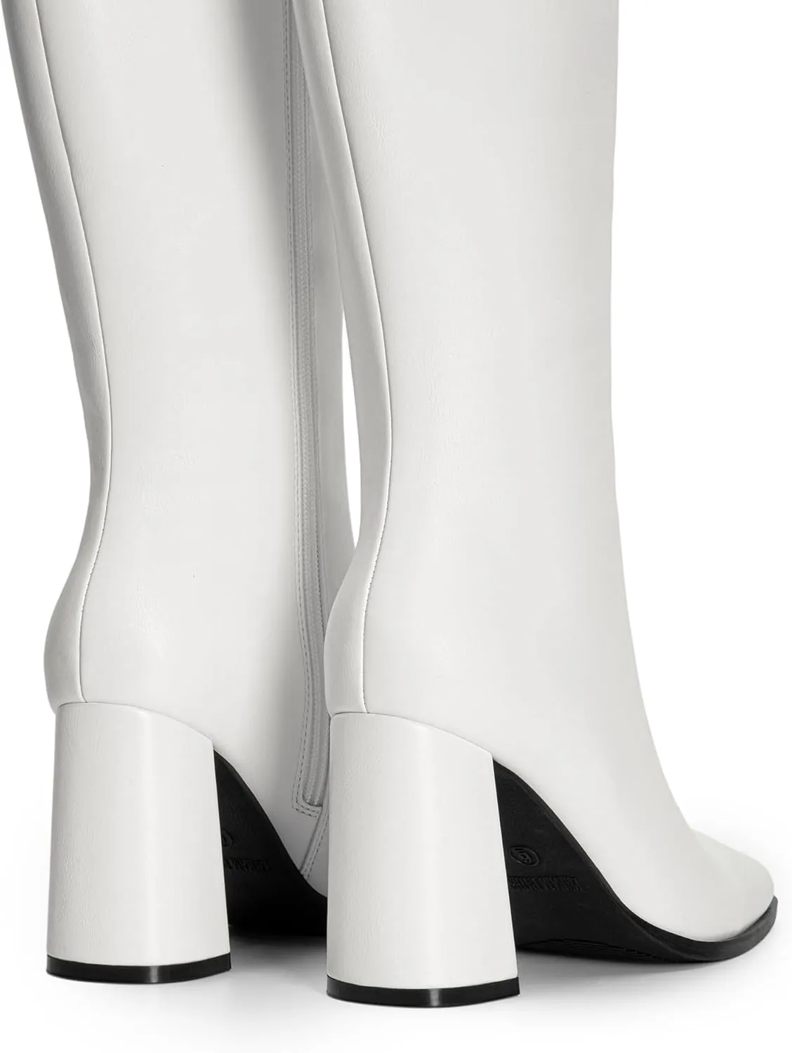 DREAM PAIRS Knee High Boots for Women Square Toe Gogo Chunky Heel with Side Zip