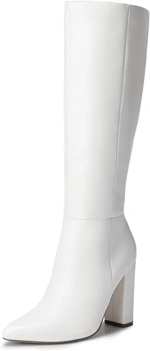 DREAM PAIRS Knee High Boots Women Chunky Heel Pointed Toe Tall Boots for Women Side Zipper Long Boots