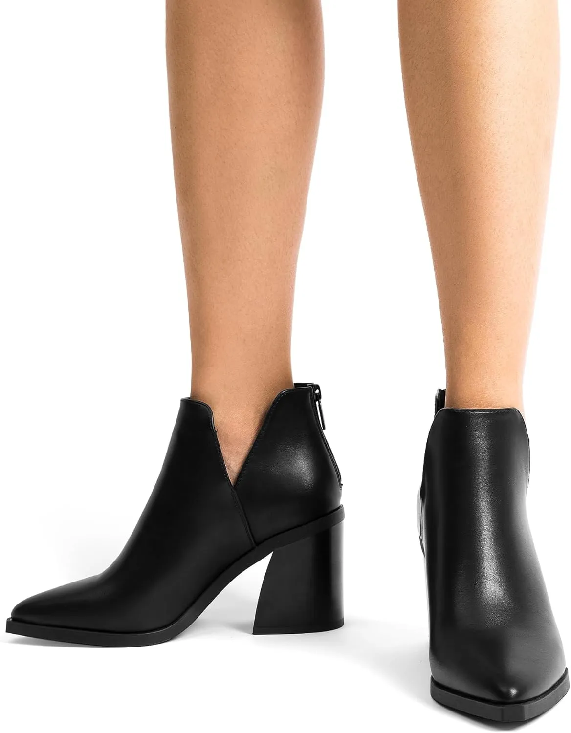 DREAM PAIRS Women's Ankle Boots Chunky Heel Pointed Toe Short Booties Shoes