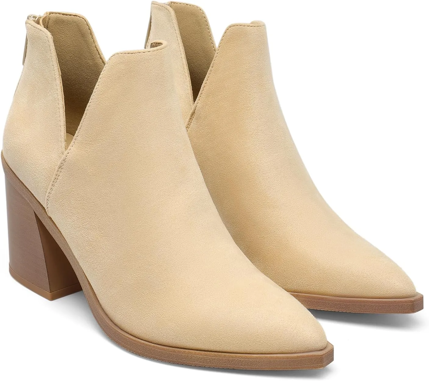 DREAM PAIRS Women's Ankle Boots Chunky Heel Pointed Toe Short Booties Shoes