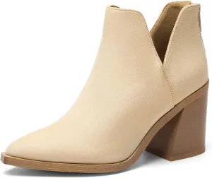 DREAM PAIRS Women's Ankle Boots Chunky Heel Pointed Toe Short Booties Shoes