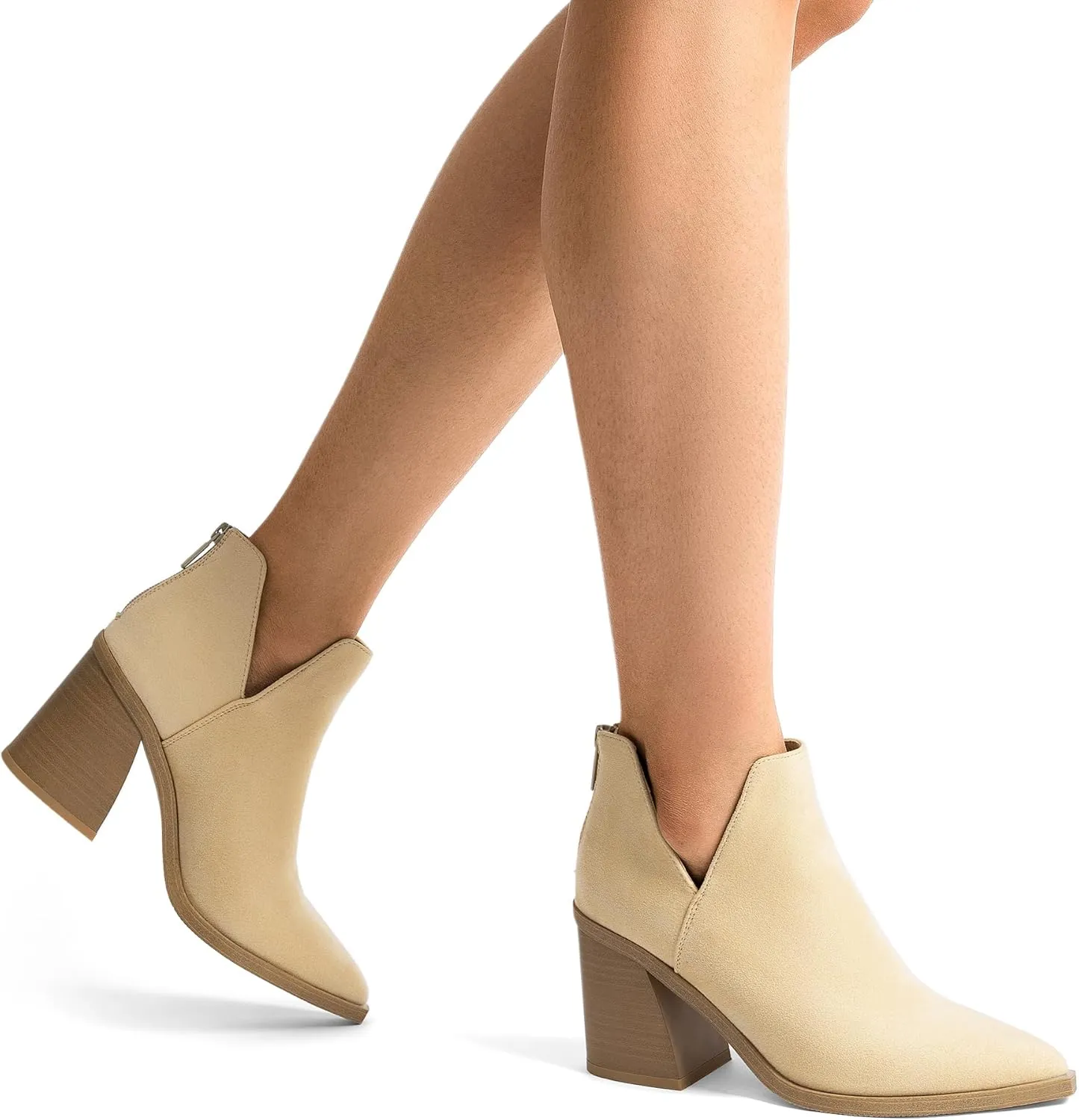 DREAM PAIRS Women's Ankle Boots Chunky Heel Pointed Toe Short Booties Shoes