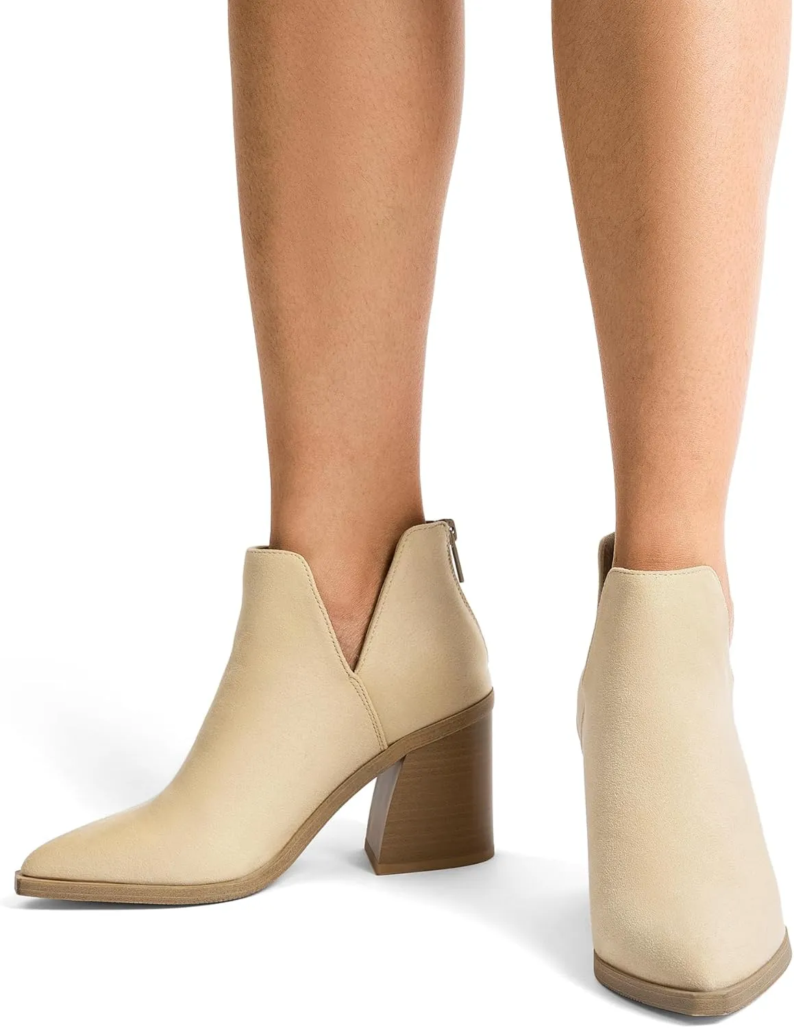DREAM PAIRS Women's Ankle Boots Chunky Heel Pointed Toe Short Booties Shoes