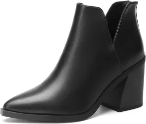 DREAM PAIRS Women's Ankle Boots Chunky Heel Pointed Toe Short Booties Shoes
