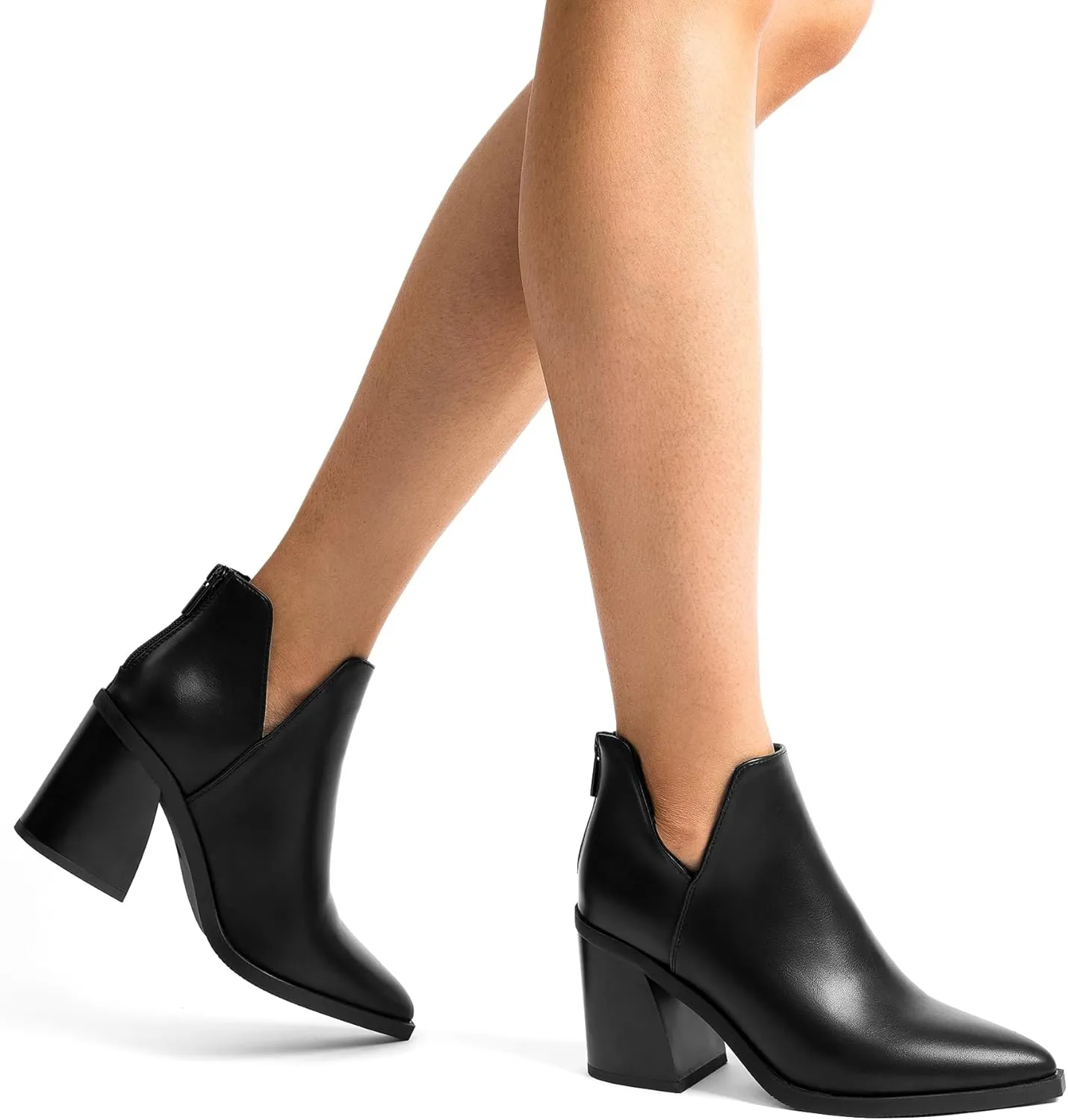DREAM PAIRS Women's Ankle Boots Chunky Heel Pointed Toe Short Booties Shoes
