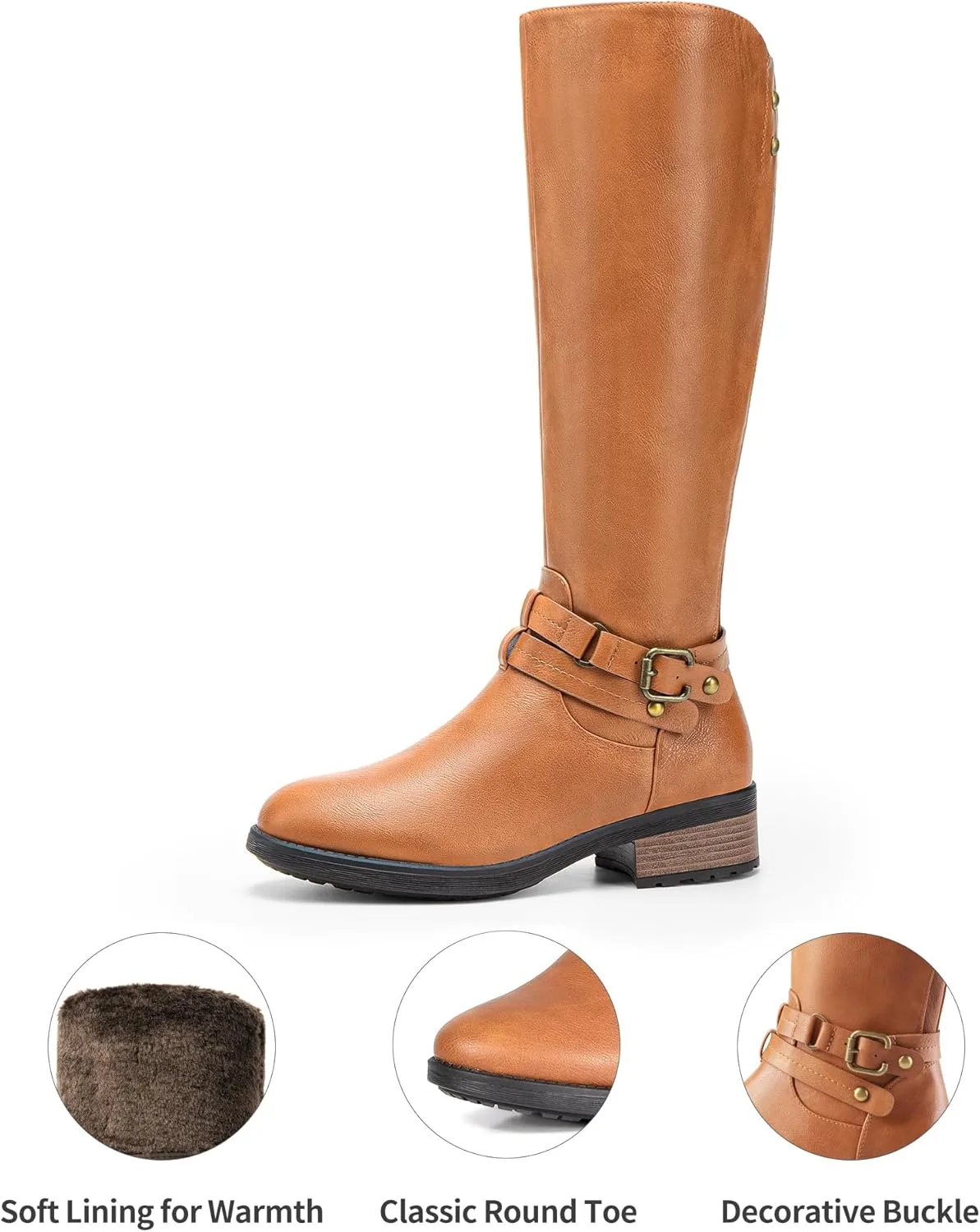 DREAM PAIRS Women's Knee High Boots, Buckle Riding Boots