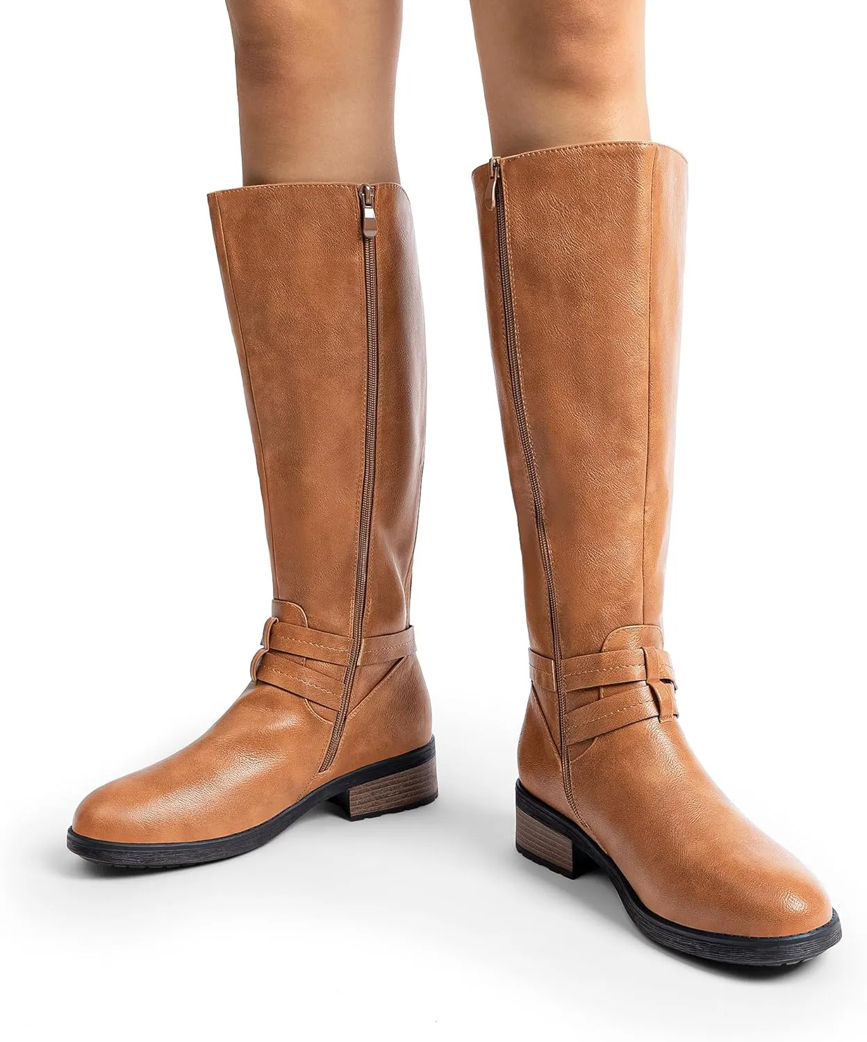 DREAM PAIRS Women's Knee High Boots, Buckle Riding Boots