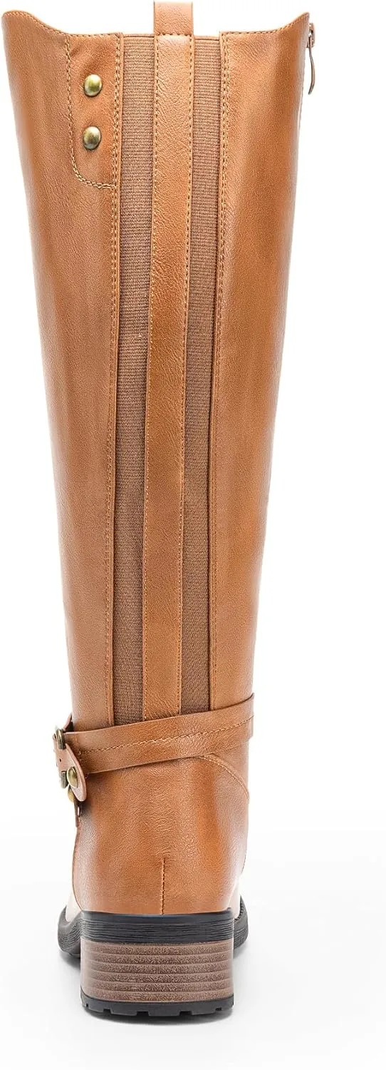 DREAM PAIRS Women's Knee High Boots, Buckle Riding Boots