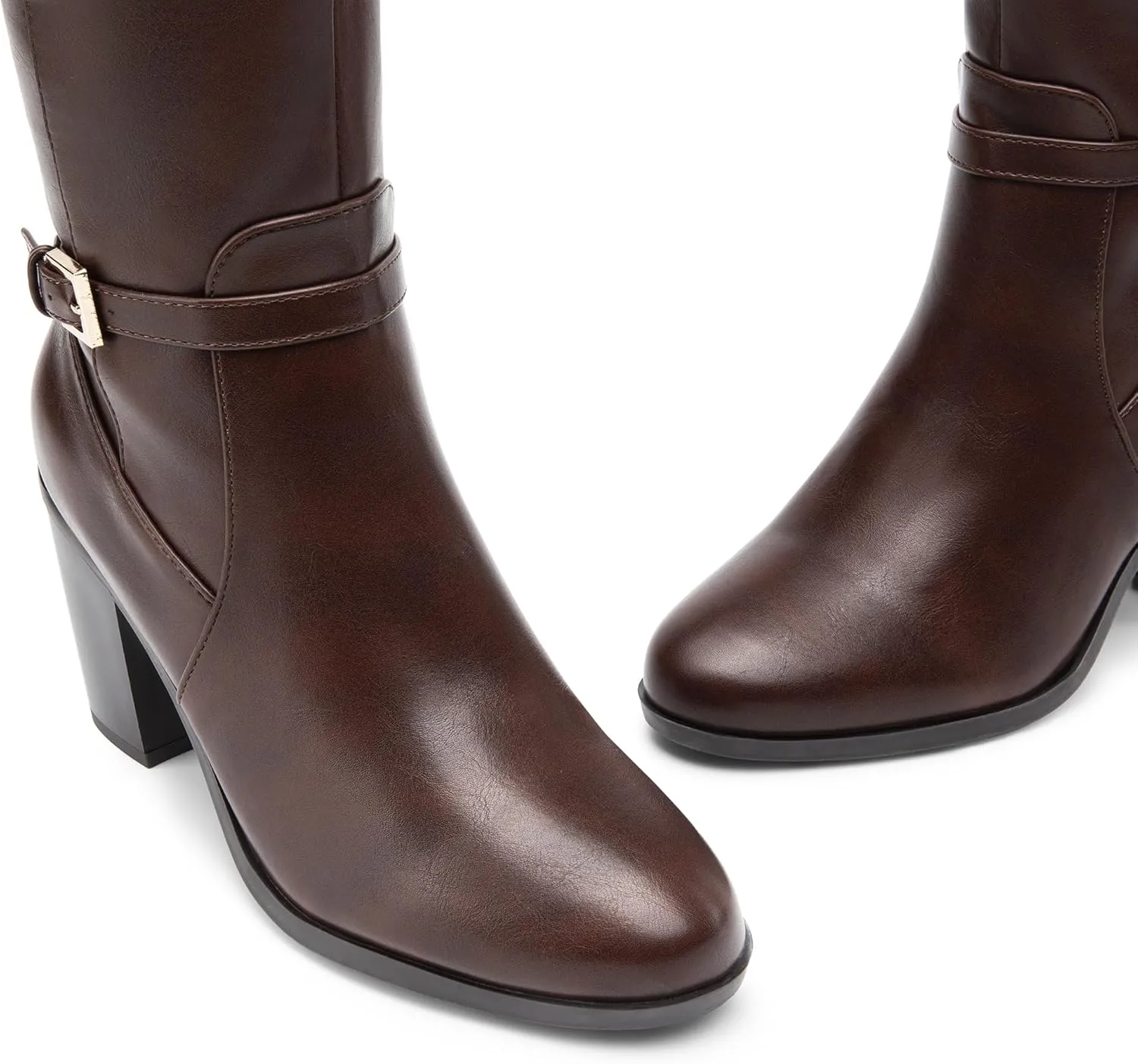 DREAM PAIRS Women's Knee-High Boots Comfortable Chunky Block Heel Riding Boots Fall Boots Pointed Toe Side Zipper Suede Tall Boots