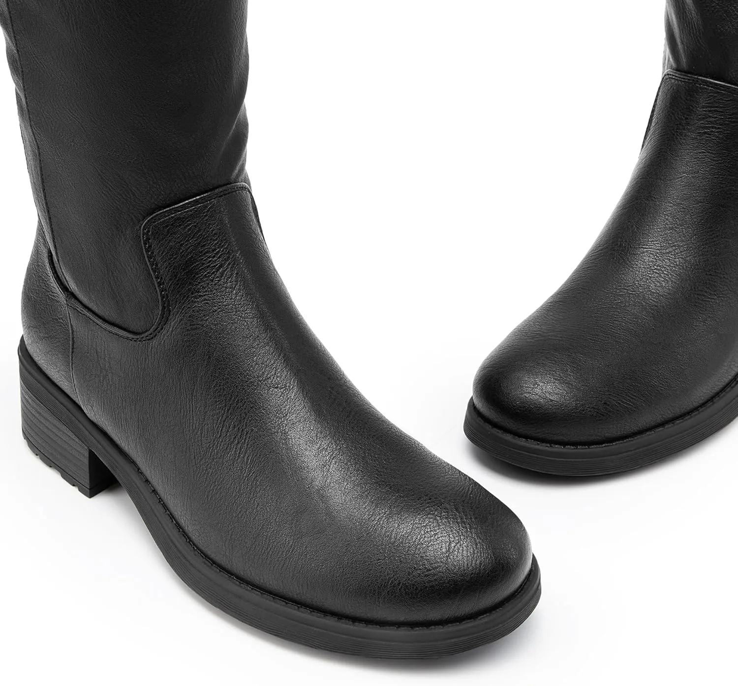 DREAM PAIRS Women's Lace Up Back Knee High Fashion Boots Low Block Heel Riding Boots Round Toe Side Zipper Fall Boots