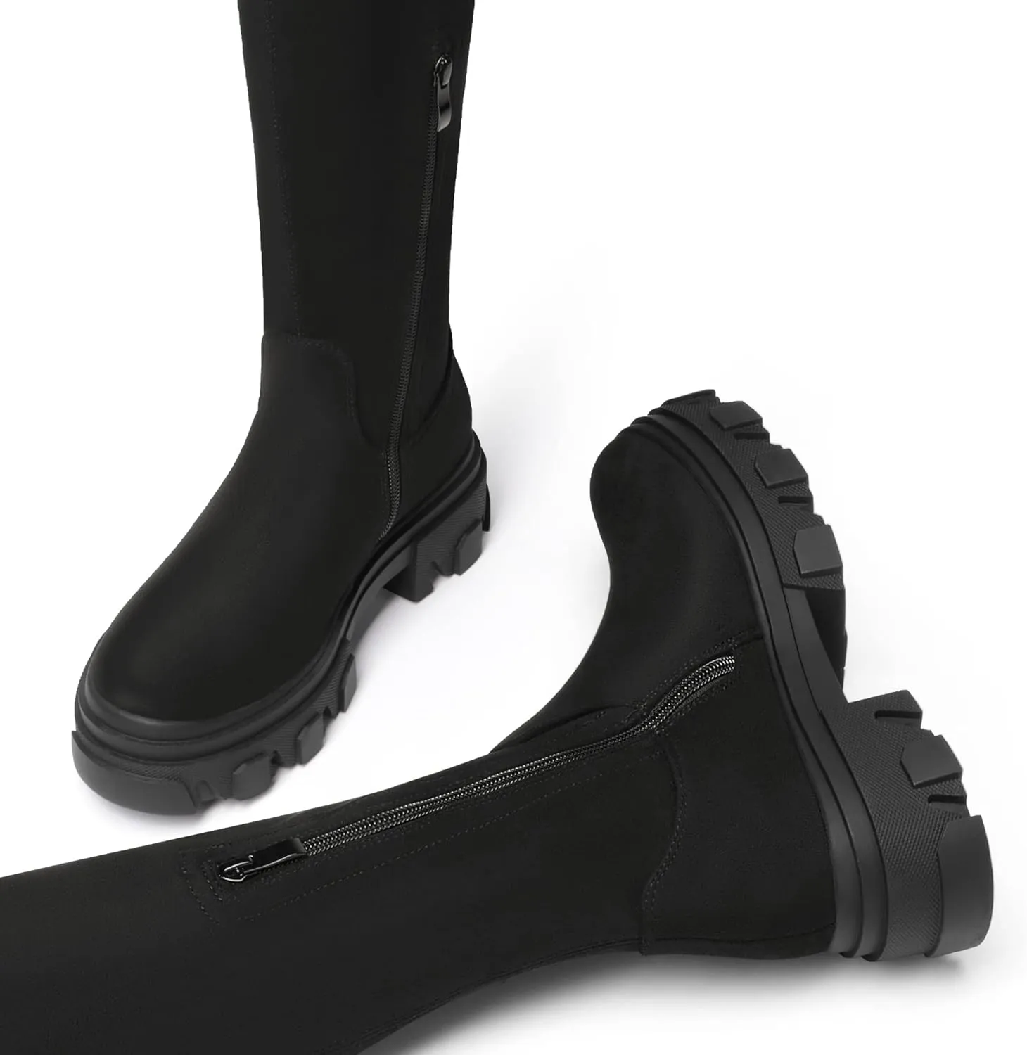 DREAM PAIRS Women's Over The Knee Platform Thigh High Boots Long Stretch Soft Chunky Lug Sole Fall Boots