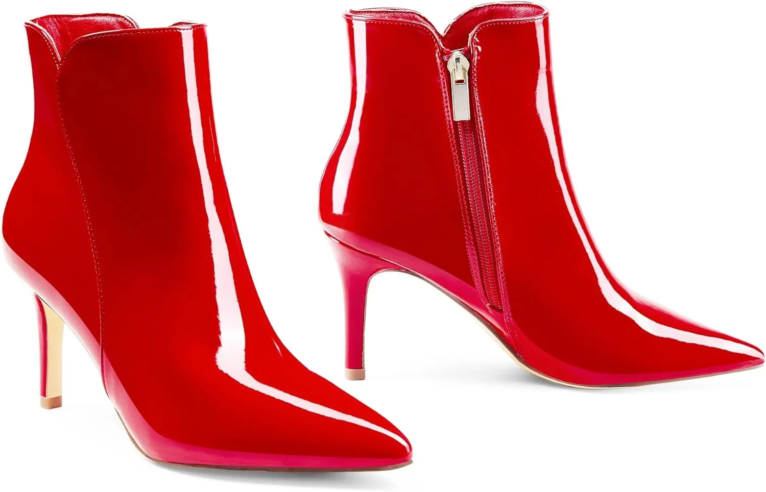 Elisabet Tang Women Chic Heeled Ankle Boots,Sexy Pointed Toe with 3 Inch High Heel Fashion Stylish Booties with Side Zipper Evening Party Dress Shoes