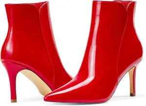 Elisabet Tang Women Chic Heeled Ankle Boots,Sexy Pointed Toe with 3 Inch High Heel Fashion Stylish Booties with Side Zipper Evening Party Dress Shoes