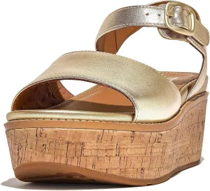 FitFlop Women's Eloise Cork-WRAP Leather Back-Strap Wedge Sandals