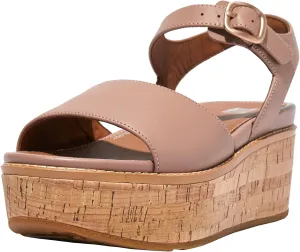 FitFlop Women's Eloise Cork-WRAP Leather Back-Strap Wedge Sandals