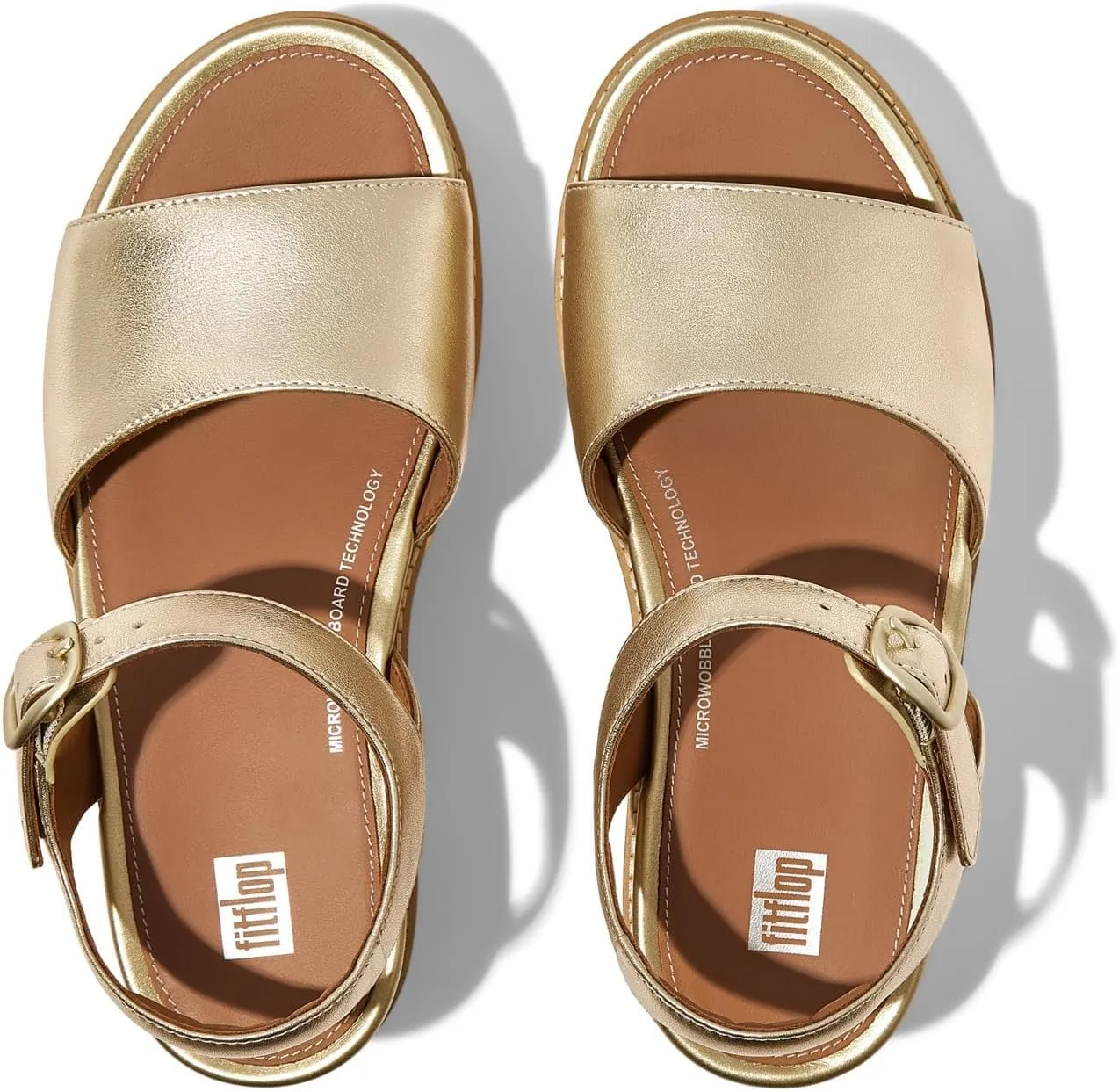 FitFlop Women's Eloise Cork-WRAP Leather Back-Strap Wedge Sandals