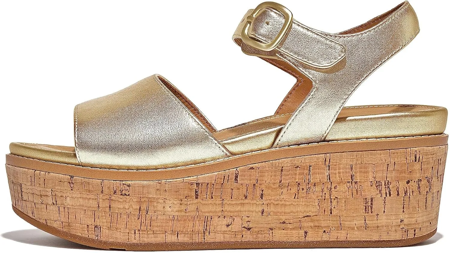 FitFlop Women's Eloise Cork-WRAP Leather Back-Strap Wedge Sandals