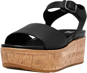 FitFlop Women's Eloise Cork-WRAP Leather Back-Strap Wedge Sandals