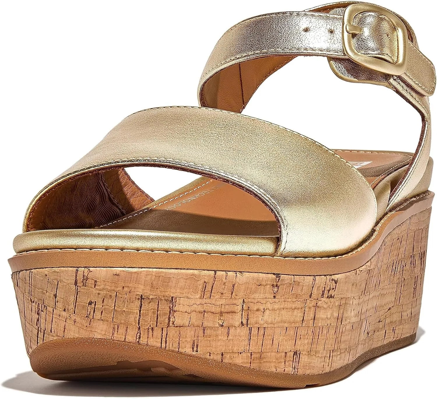 FitFlop Women's Eloise Cork-WRAP Leather Back-Strap Wedge Sandals