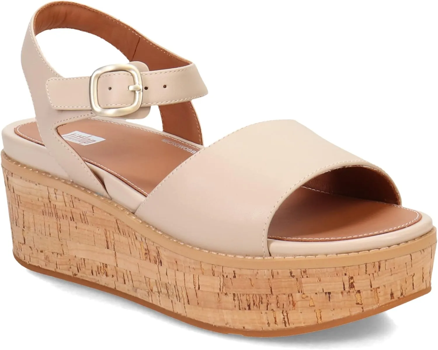 FitFlop Women's Eloise Cork-WRAP Leather Back-Strap Wedge Sandals
